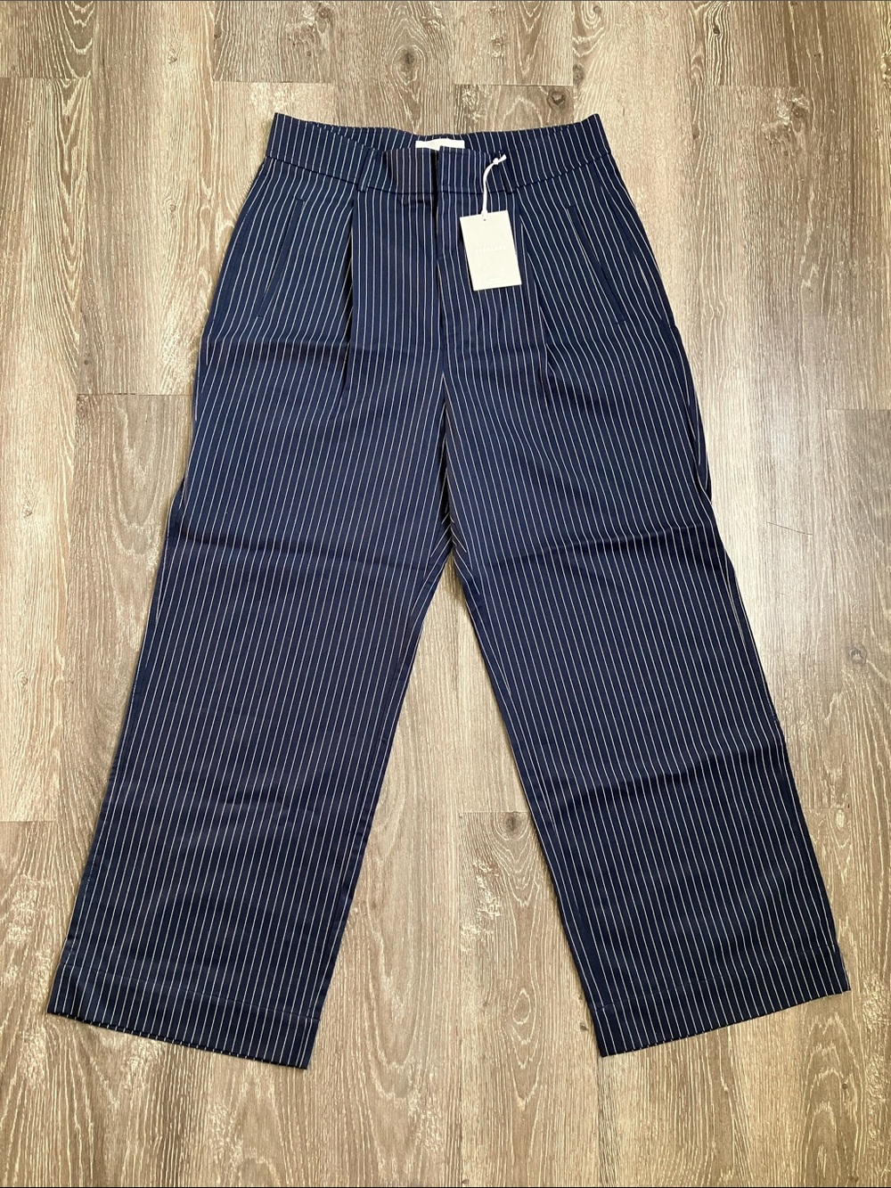 Everlane Navy Pinstripe Wide-Leg Pants